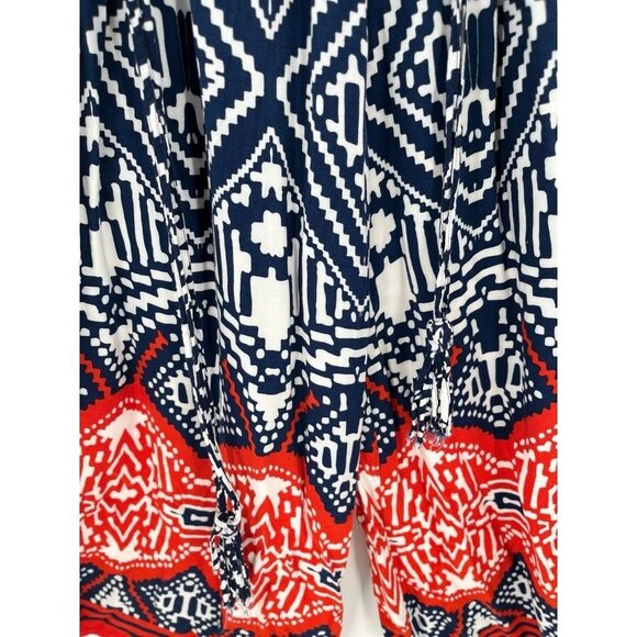 MSK Halter Strapless Jumpsuit Romper Medium Navy Orange Abstract Lightweight - Picture 8 of 10